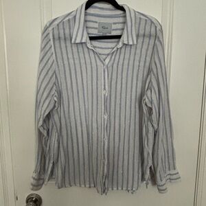 Rails Blue and White Striped Shirt - Sz. L